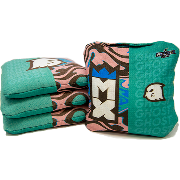 Pro Cornhole Bag MX Ghost - ACL Pro Stamp Teal and Light Red