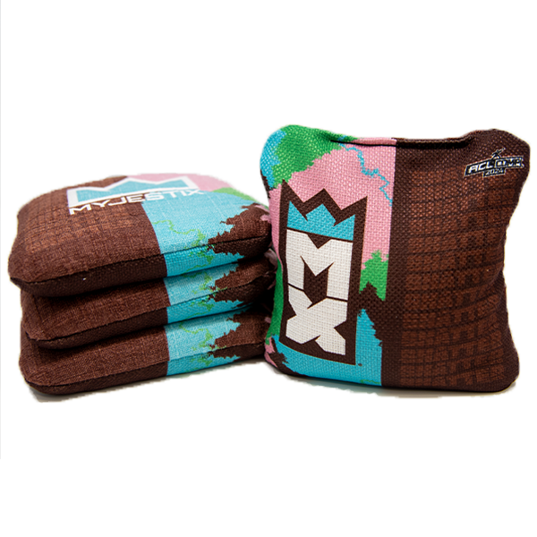 Competitive Cornhole Bags MX Shatter - ACL Bags Brown and Pink