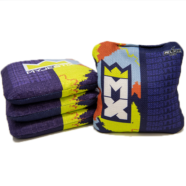 Competitive Cornhole Bags MX Shatter - ACL Bags Purple and Green